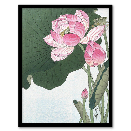 Ohara Koson Framed Wall Art Print Blooming Lotus Flowers Home Décor