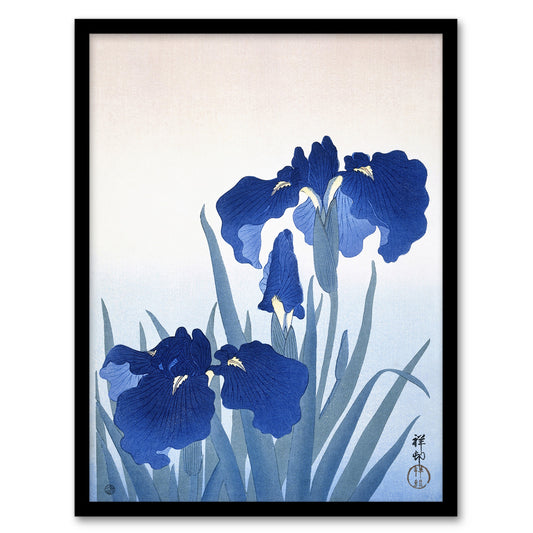 Ohara Koson Framed Wall Art Print Blue Iris Flowers Floral Japanese Home Décor
