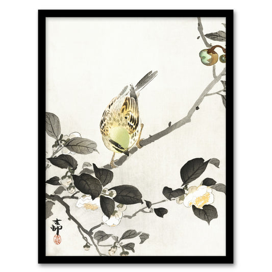 Ohara Koson Framed Wall Art Print Bunting On Blossom Branch Home Décor