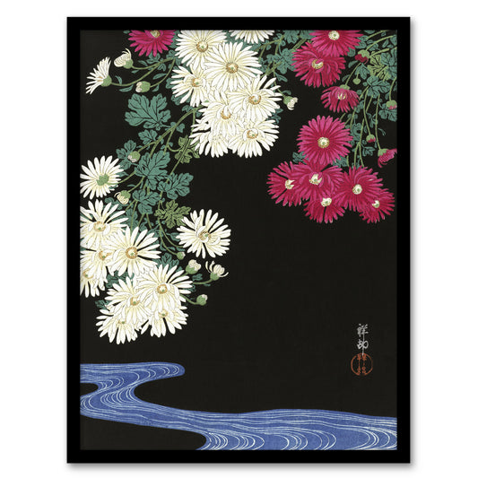 Ohara Koson Framed Wall Art Print Chrysanthemums and Running Water Home Décor