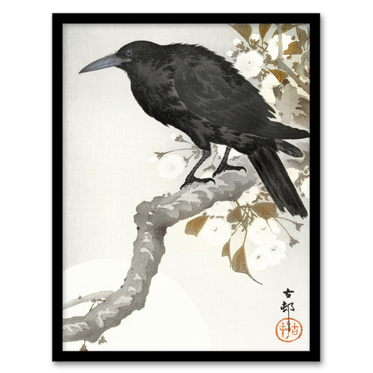 Ohara Koson Framed Wall Art Print A Crow And The Full Moon Home Décor