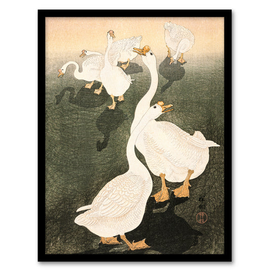 Ohara Koson Framed Wall Art Print A Flock Of Grazing Geese 1926 Home Décor