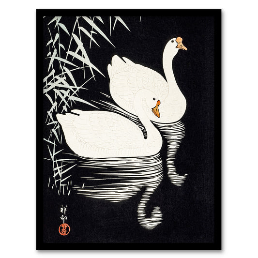 Ohara Koson Framed Wall Art Print Geese Swimming By Reeds Home Décor