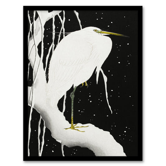Ohara Koson Framed Wall Art Print Heron In Snow Covered Tree Branch Home Décor