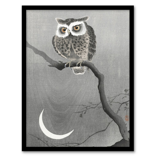 Ohara Koson Framed Wall Art Print Long Eared Owl On Tree Branch Home Décor