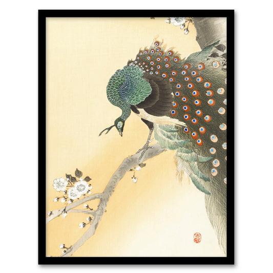 Ohara Koson Framed Wall Art Print Peacock On A Cherry Blossom Tree Home Décor