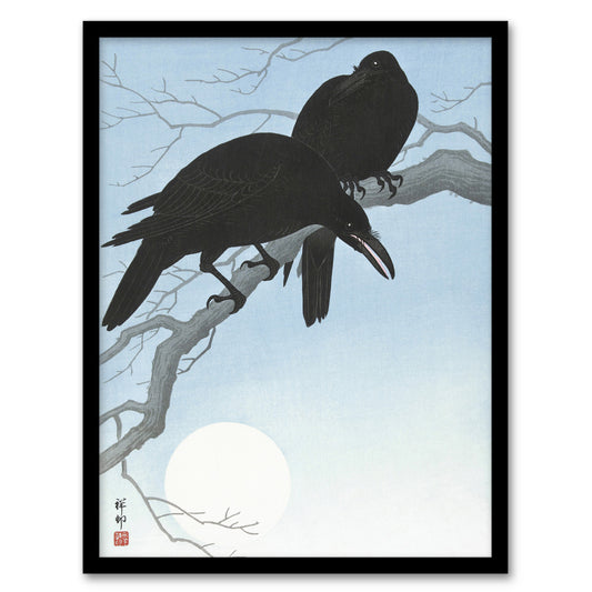 Ohara Koson Framed Wall Art Print Two Crows On A Tree Branch Home Décor