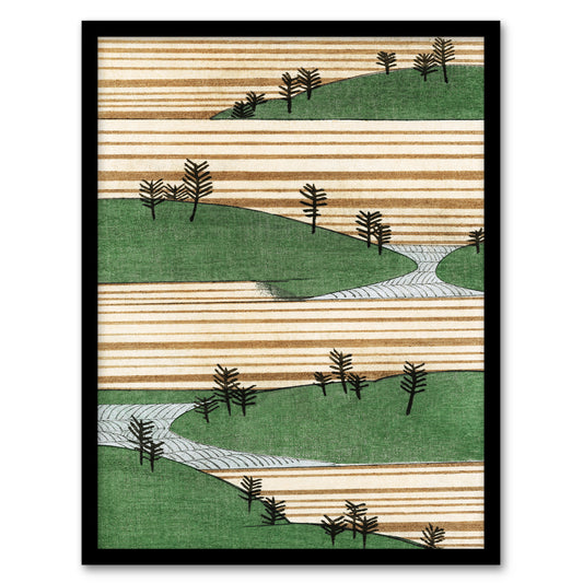 Shin Bijutsukai Framed Wall Art Print Landscape With Hills Pattern Home Décor