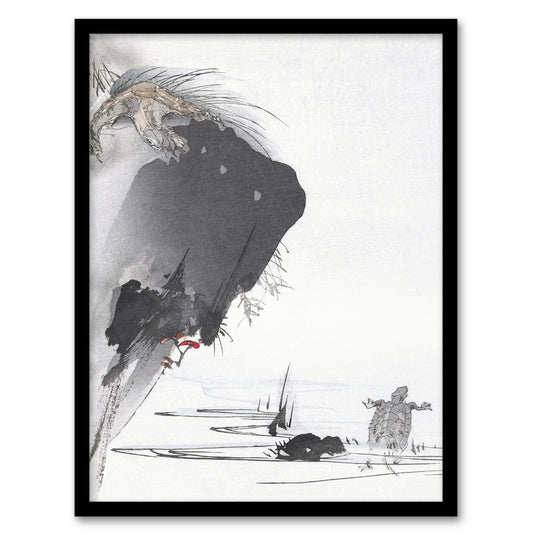 Kogyo Tsukioka Framed Wall Art Print Two Turtles 1890 Ink Painting Home Décor