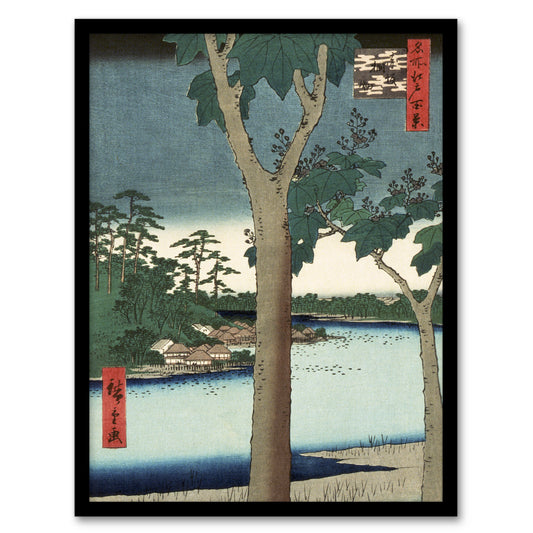 Utagawa Hiroshige Framed Wall Art Paulownia Plantation At Akasaka Home Décor