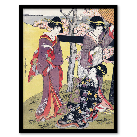Kitagawa Framed Wall Art Print Cherry Blossom Viewing At Gotenyama Home Décor
