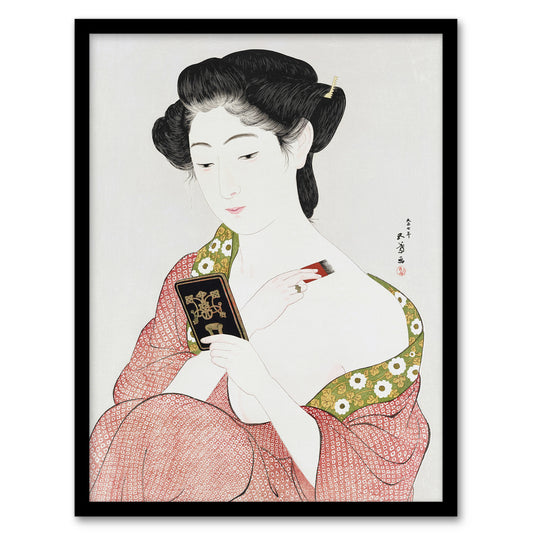Goyo Hashiguchi Framed Wall Art Print Woman Applying Powder Portrait Home Décor