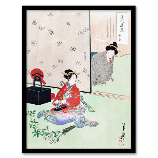 Gekko Framed Wall Art Wrapping A Gift Beauties and Flowers Series Home Décor
