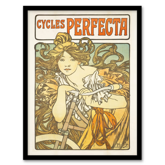 Alphonse Mucha Framed Wall Art Cycles Perfecta Vintage Bicycle Advert Home Décor