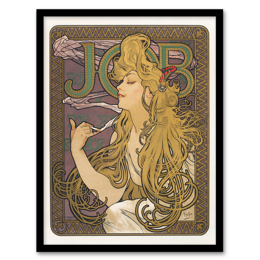 Alphonse Mucha Framed Wall Art Job Paper Vintage Advert Art Nouveau Home Décor
