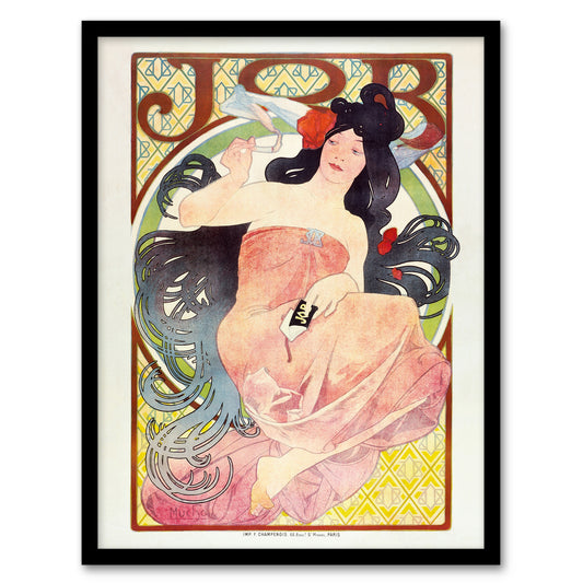 Alphonse Mucha Framed Wall Art Nouveau Vintage Job Paper Advert Home Décor
