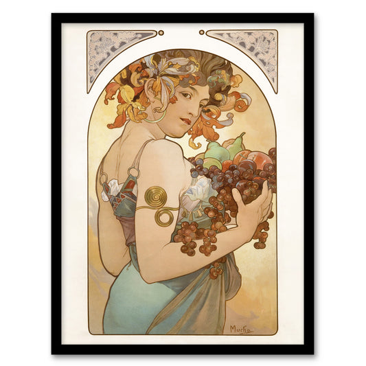 Alphonse Mucha Framed Wall Art Print Woman With Fruit Art Nouveau Home Décor