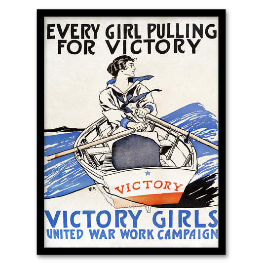 Edward Penfield Framed Wall Art Print Every Girl Pulling for Victory Home Décor