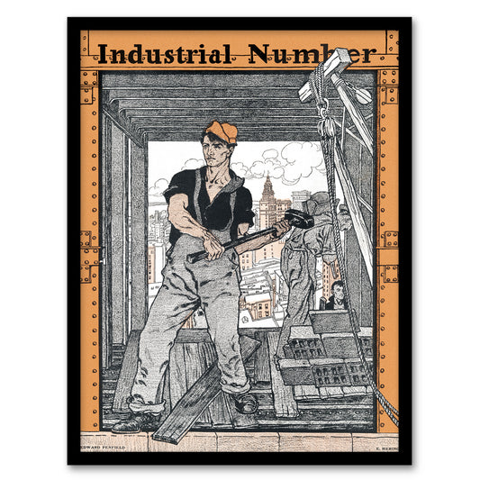 Edward Penfield Framed Wall Art Print Industrial Number Worker Home Décor