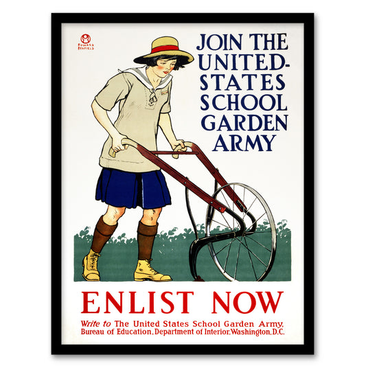 Edward Penfield Framed Wall Art United States School Garden Army Home Décor