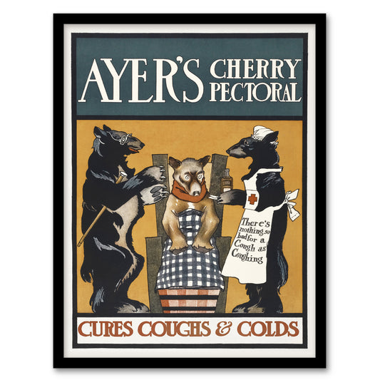 Edward Penfield Framed Wall Art Vintage Ayers Cherry Pectoral Advert Home Décor