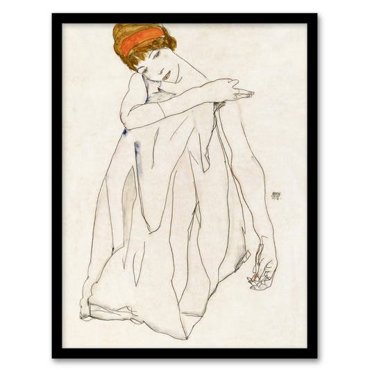 Egon Schiele Framed Wall Art Print Female Dancer Line Art Drawing Home Décor