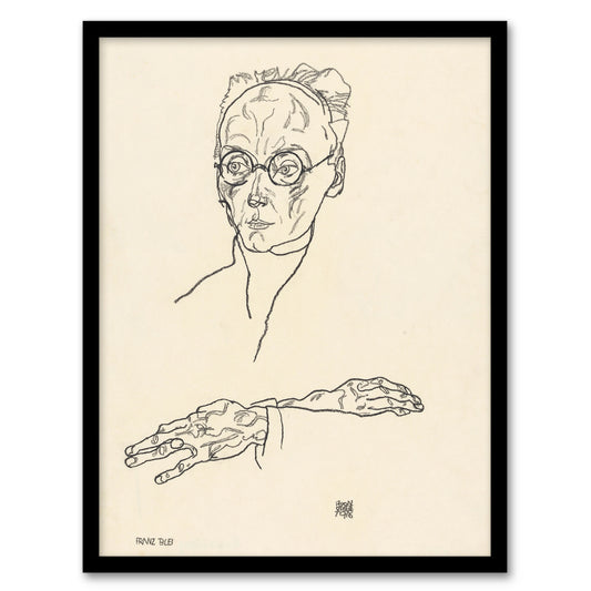 Egon Schiele Framed Wall Art Print Franz Blei Line Art Portrait Home Décor
