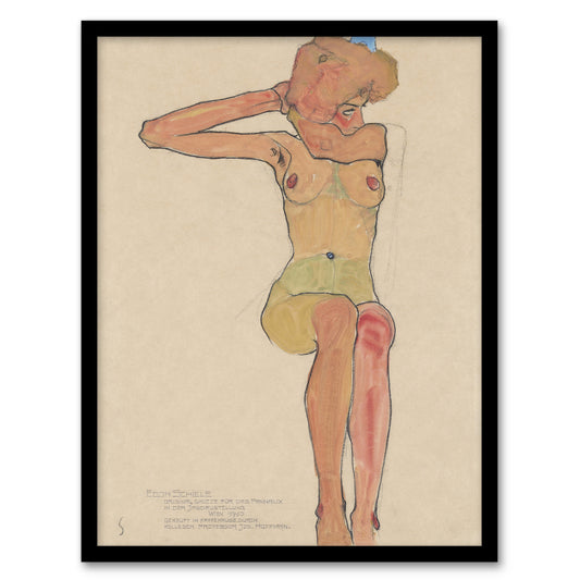 Egon Schiele Framed Wall Art Print Gertrude Nude Sketch Drawing Home Décor