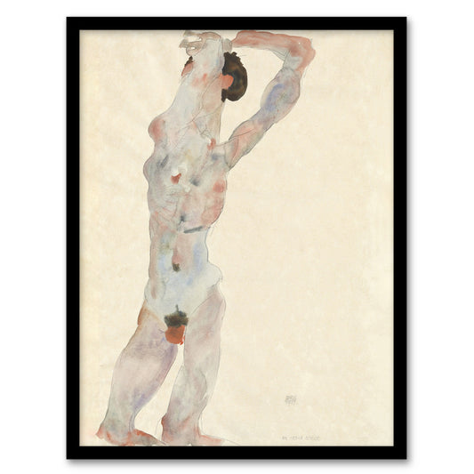 Egon Schiele Framed Wall Art Print Male Nude Expressionist Painting Home Décor