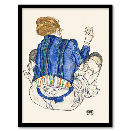 Egon Schiele Framed Wall Art Print Seated Woman Back View Painting Home Décor