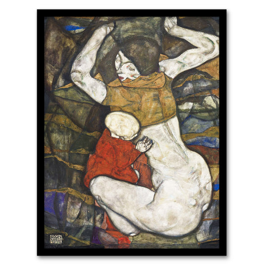 Egon Schiele Framed Wall Art Young Mother Expressionist Painting Home Décor
