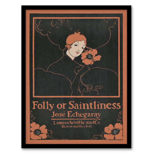 Ethel Reed Framed Wall Art Folly or Saintliness Novel Book Cover Home Décor