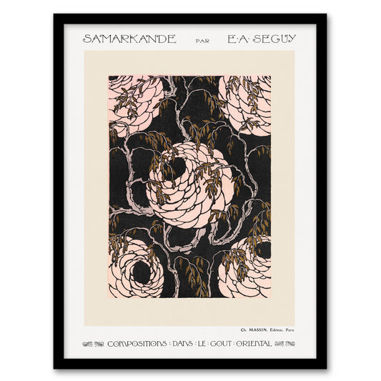 Eugene Seguy Framed Wall Art Print Vintage Art Deco Flower Pattern Home Décor