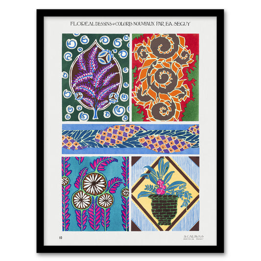 Eugene Seguy Framed Wall Art Print Colourful Vintage Floral Designs Home Décor