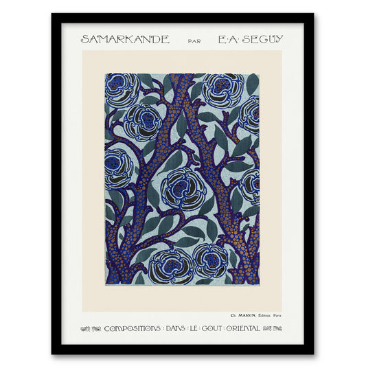 Eugene Seguy Framed Wall Art Print Vintage Rose Bush Flower Pattern Home Décor