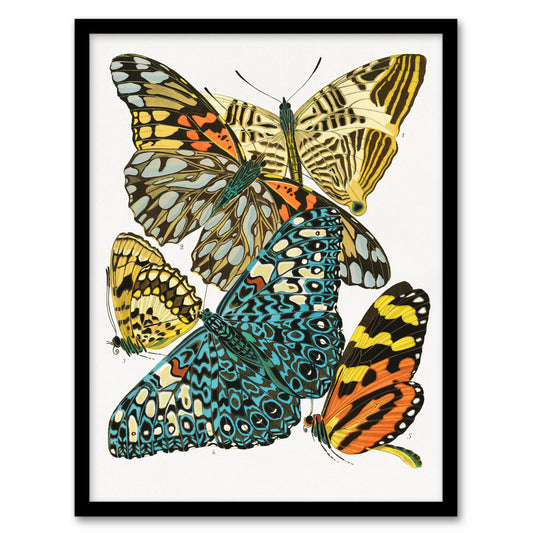 Eugene Seguy Framed Wall Art Print Vintage Butterflies Blue Yellow Home Décor