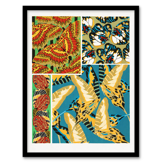 Eugene Seguy Framed Wall Art Print Vintage Butterflies Bright Pattern Home Décor
