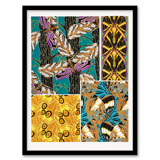 Eugene Seguy Framed Wall Art Colourful Vintage Butterfly Pattern Home Décor