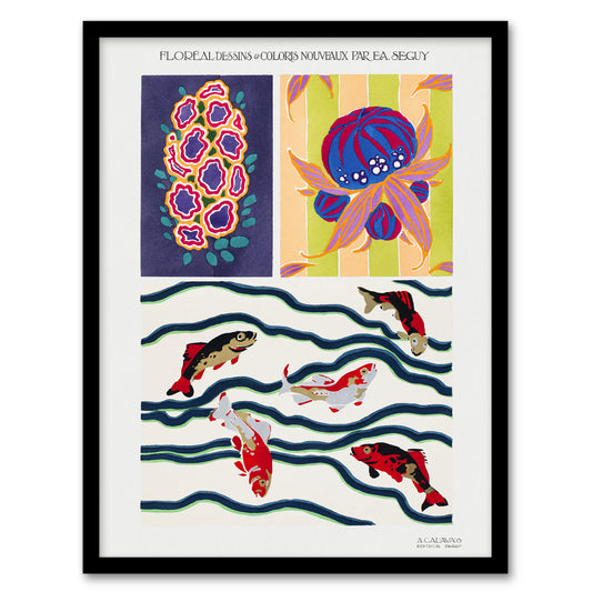 Eugene Seguy Framed Wall Art Print Vintage Sea Life Pattern Designs Home Décor