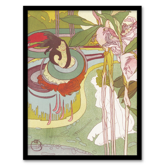 Georges de Feure Framed Wall Art Print Woman Sees Vision in Garden Home Décor