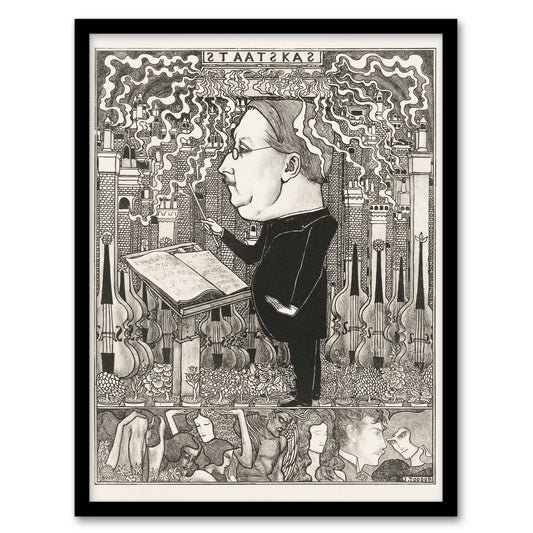 Jan Toorop Framed Wall Art Conductor with Violins and Smoking Chimneys