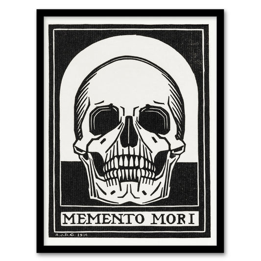 Julie de Graag Framed Wall Art Memento Mori Skull Black and White Home Décor