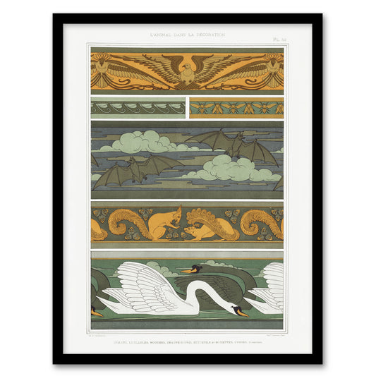 Maurice Pillard Verneuil Framed Wall Art Birds Bats Squirrels Swans Home Décor