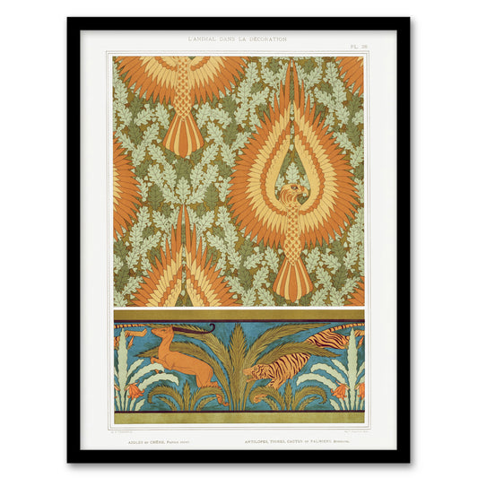 Maurice Pillard Verneuil Framed Wall Art Eagle Antelope and Tiger Patterns