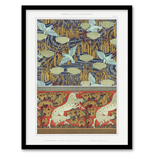 Maurice Pillard Verneuil Framed Wall Art Kingfisher Bird and Horse Pattern