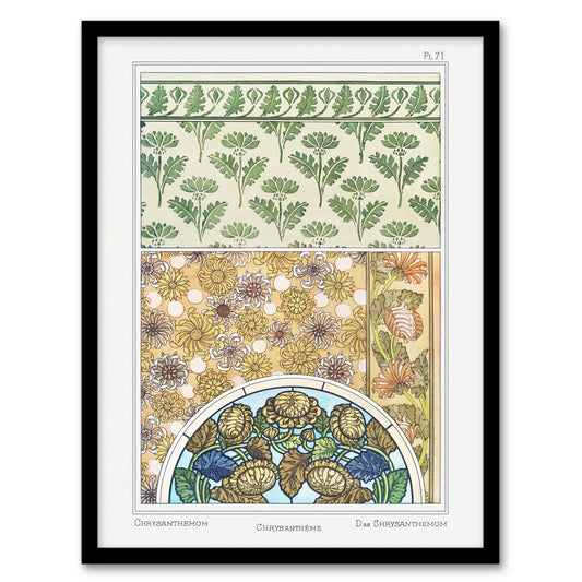 Maurice Pillard Verneuil Framed Wall Art Ornamental Chrysanthemum Home Décor