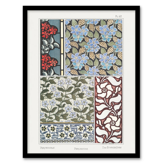 Maurice Pillard Verneuil Framed Wall Art Periwinkle Flower Pattern Home Décor