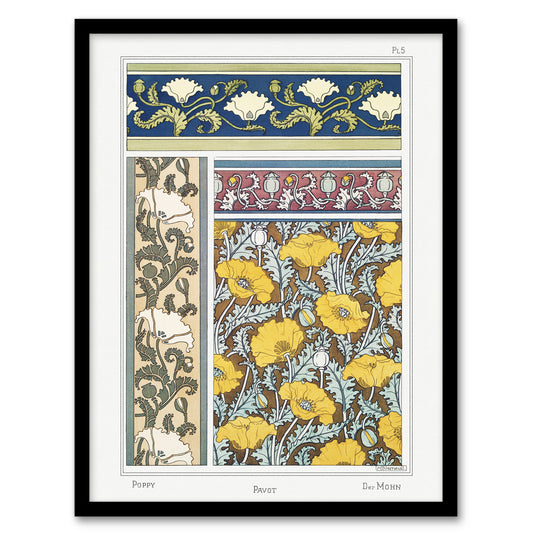 Maurice Pillard Verneuil Framed Wall Art Print Poppy Flower Patterns Home Décor