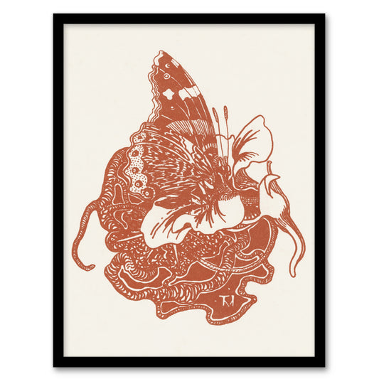 Theo van Hoytema Framed Wall Art Print Butterfly on Nasturtium Flower Home Décor