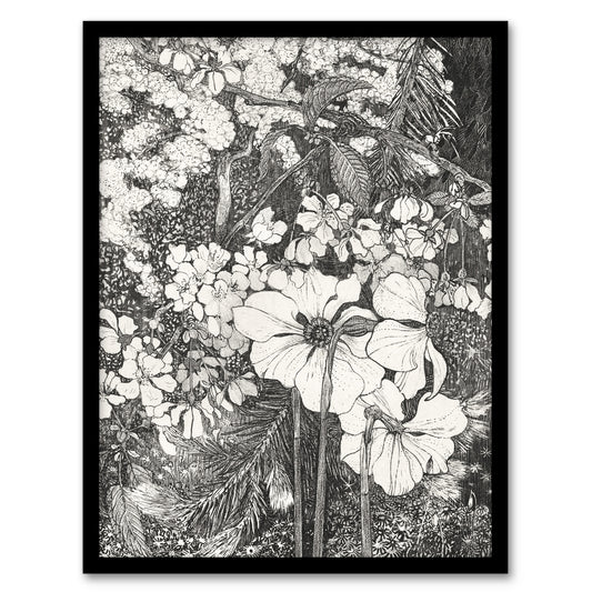 Theo van Hoytema Framed Wall Art Print Spring Flowers Black and White Home Décor